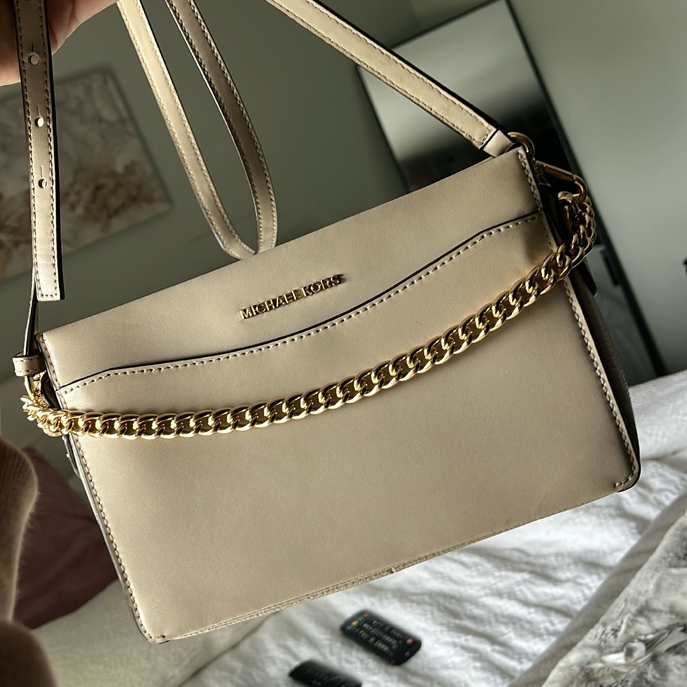 Michael Kors Tan Crossbody Bag with Gold Chain